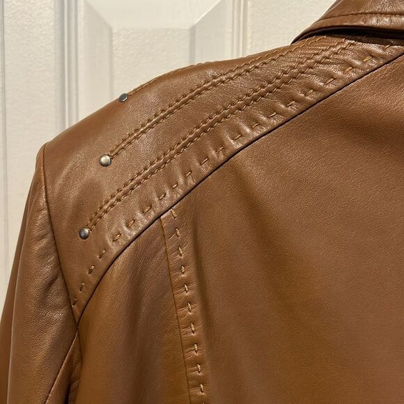 Hide Society Brown Leather Zip Up Jacket Size 18‎ - Picture 11 of 16